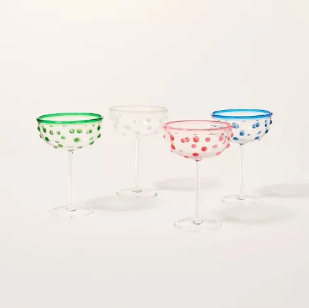 Kate Spade X Target 8.11oz 4pc Polka Dot Acrylic Coupe Drinkware Set NWT